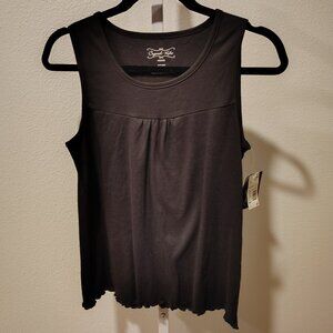 Crystal-Kobe Women's Black Tank Top Size MP Medium Petite NWT Sleeveless Pleated